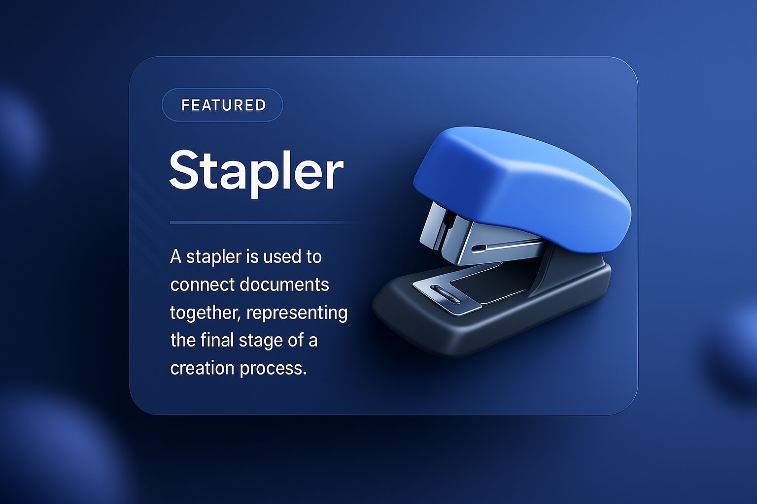 3D Illustration of a Stapler with Features Description