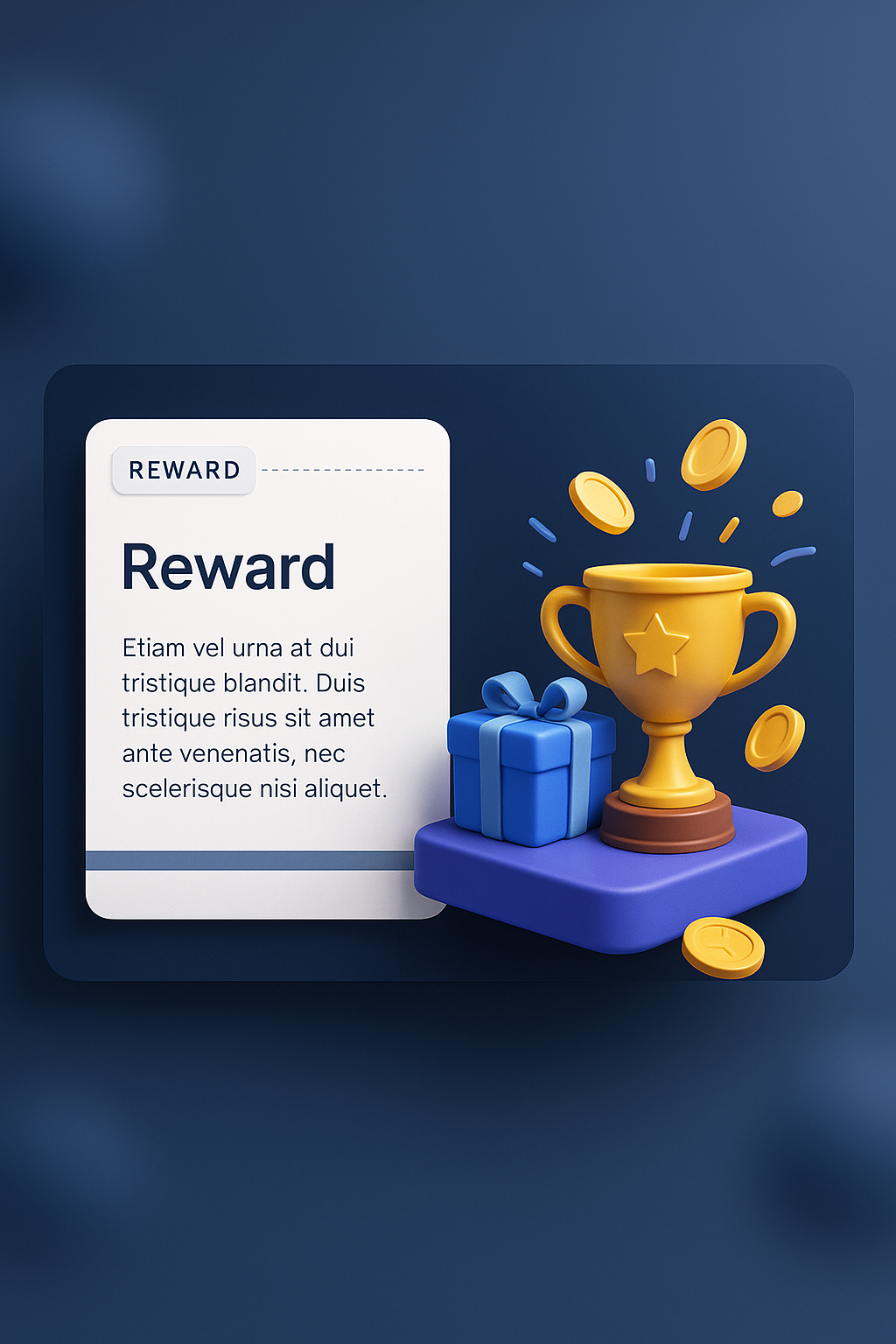 3D Illustration of Reward Concept with Trophy and Coins