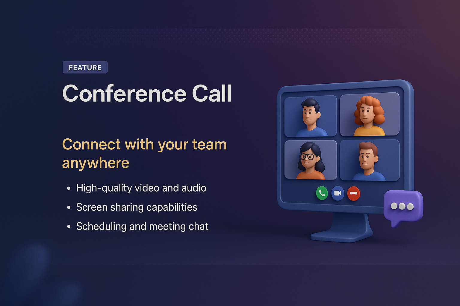 Engaging 3D Conference Call Illustration for Landing Page