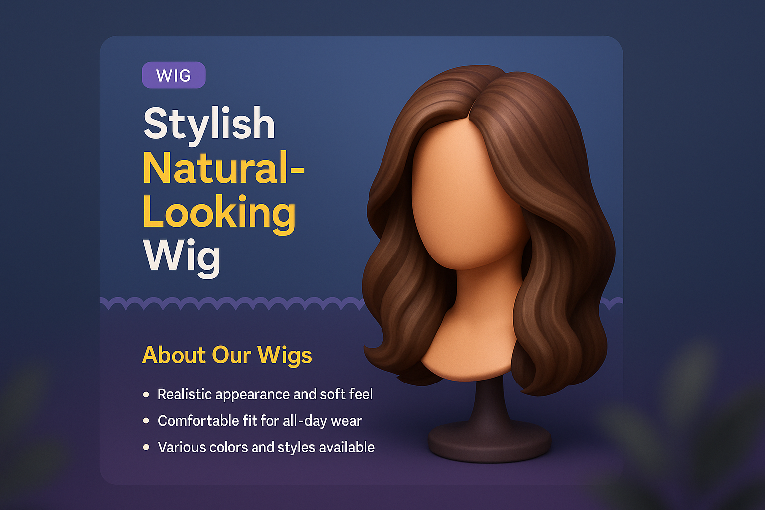 Stylish Natural-Looking Wig Landing Page Design