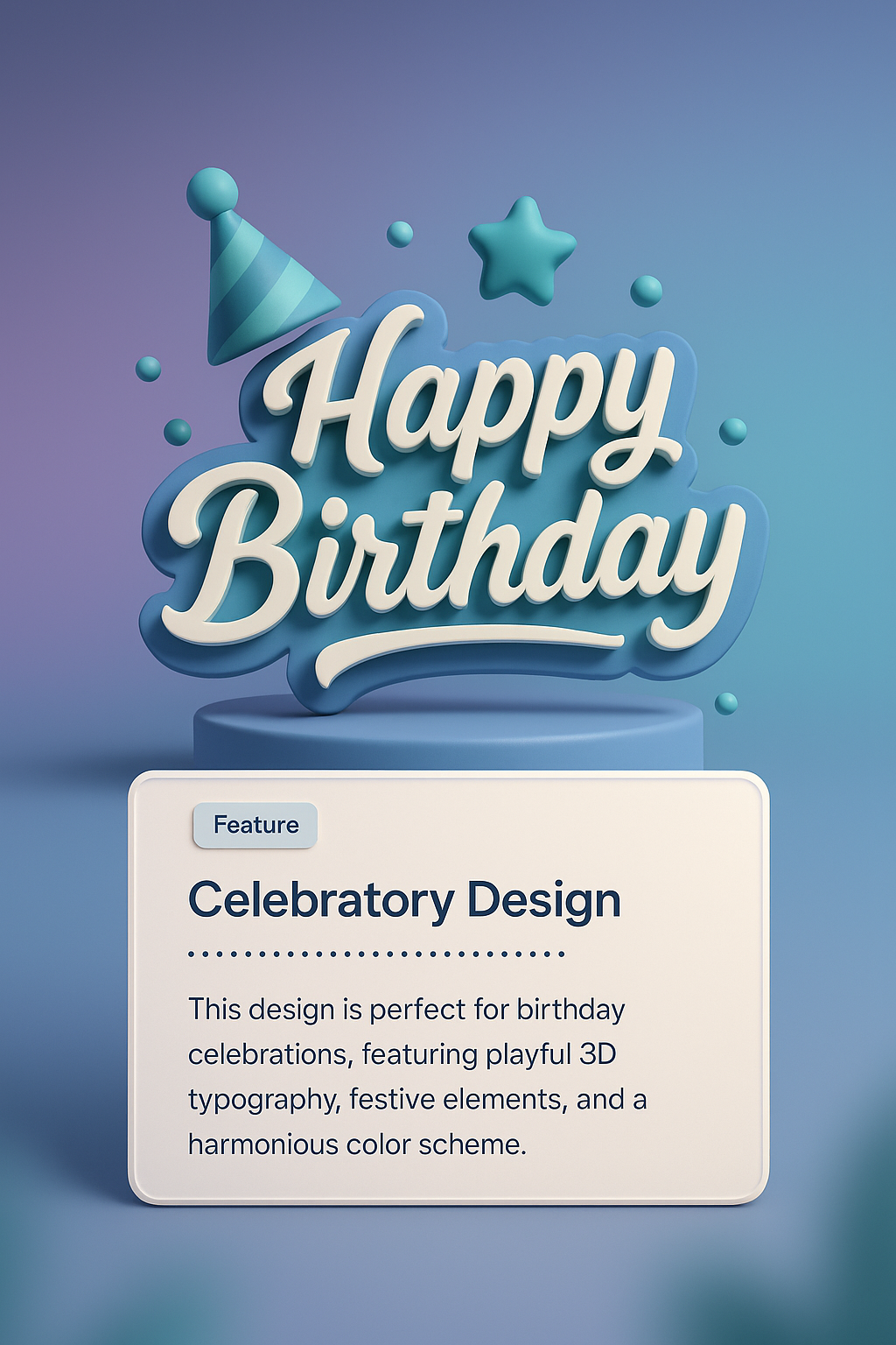 Vibrant Happy Birthday Text Vector with 3D Elements