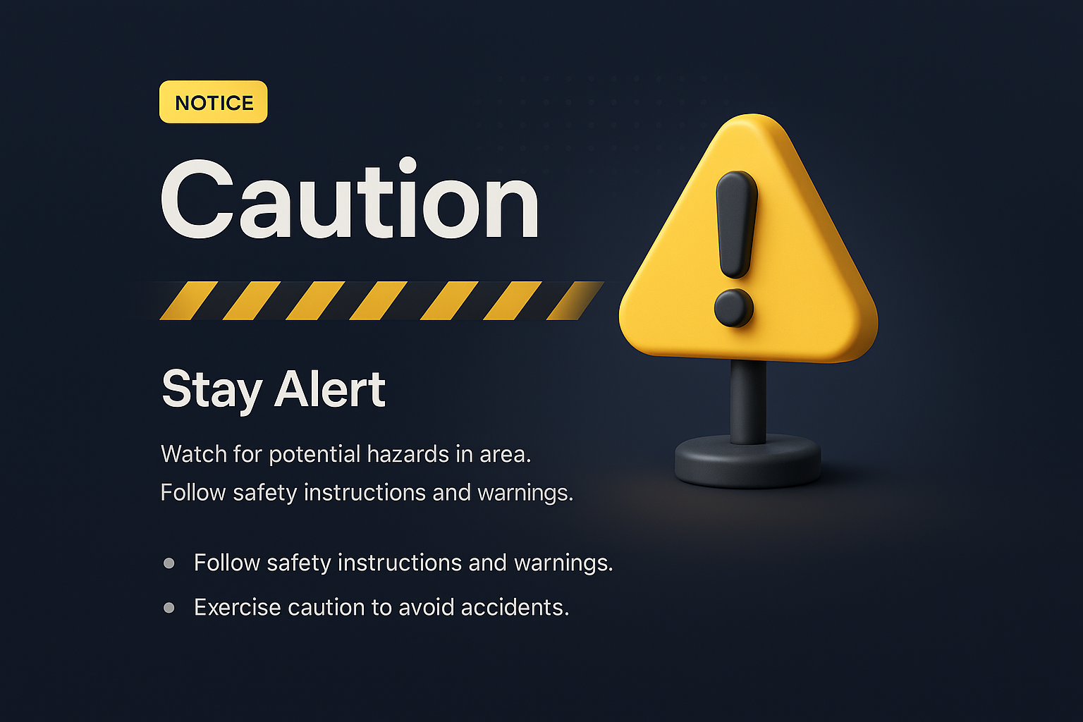 3D Caution Illustration with Safety Instructions