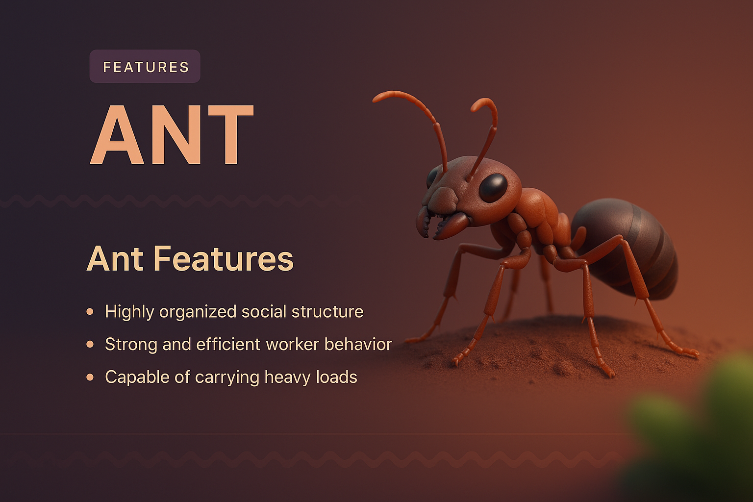 3D Ant Illustration with Features Highlighted