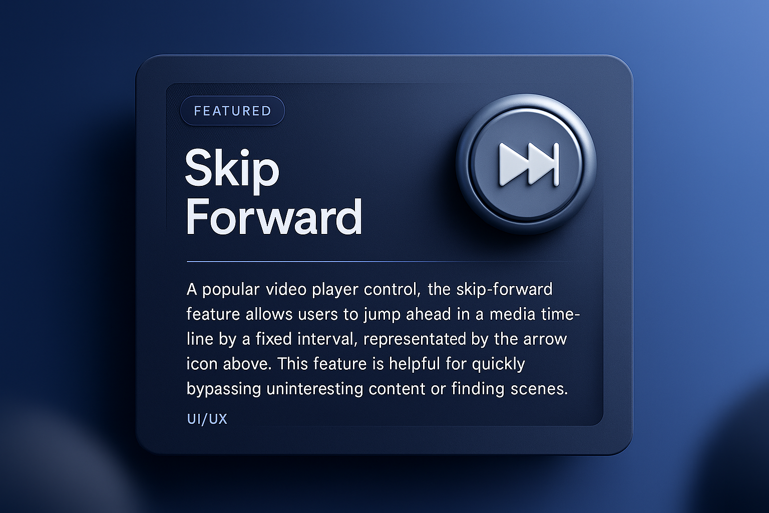 3D Illustration of Video Player Skip Forward Feature
