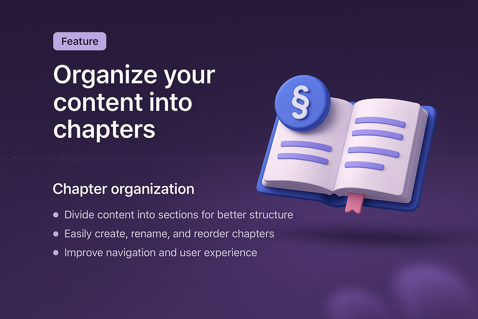 3D Landing Page Design Featuring Chapter Organization