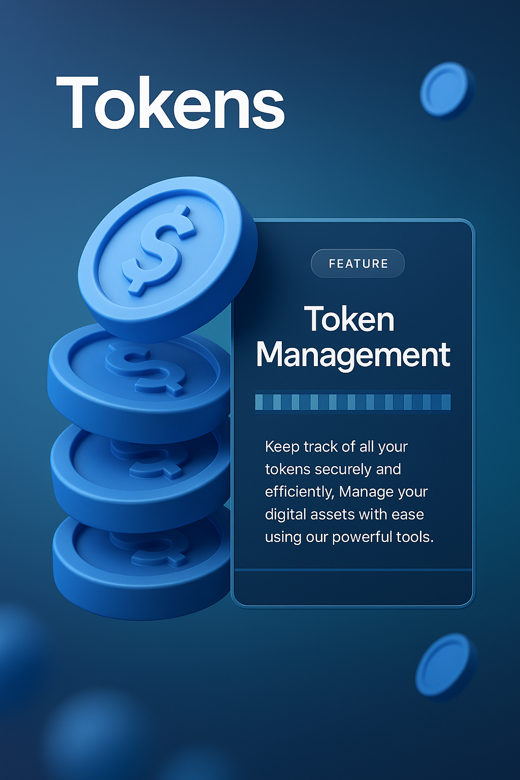 3D Illustration of Token Management Features on a Web Page