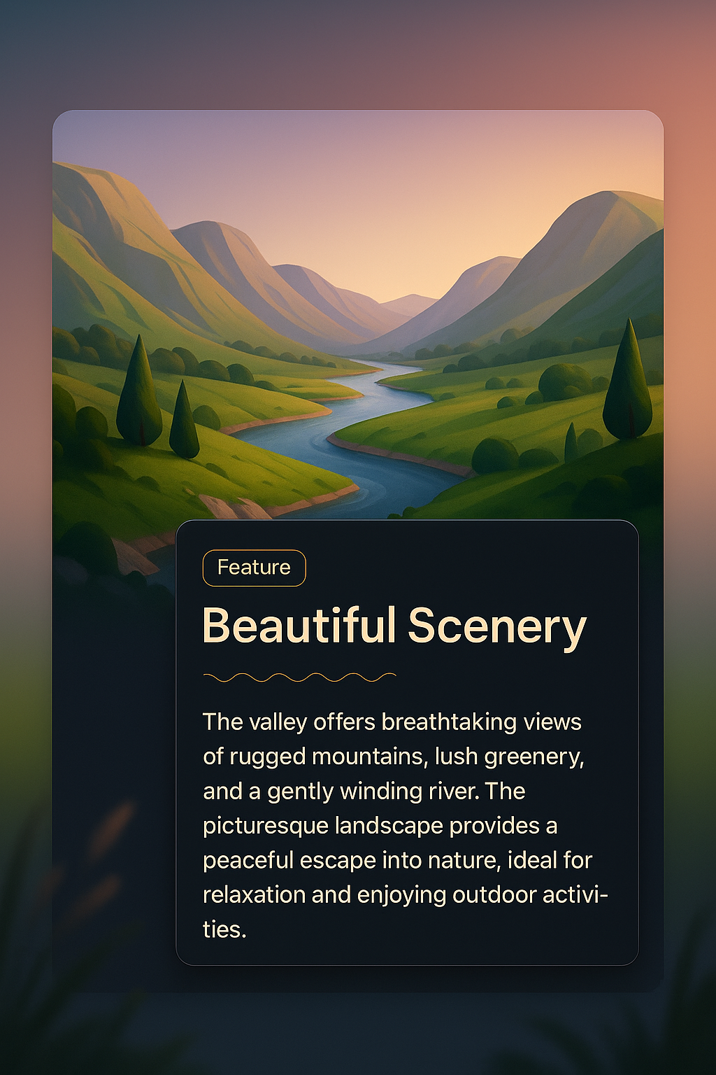 Beautiful Valley Scenery with Feature Block Design