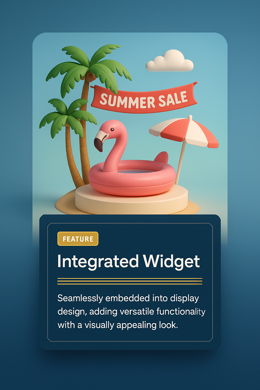 Vibrant Summer Sale Podium with Flamingo Pool Design