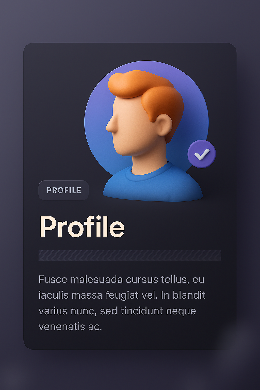 3D Illustration Web Page Design with Profile Block