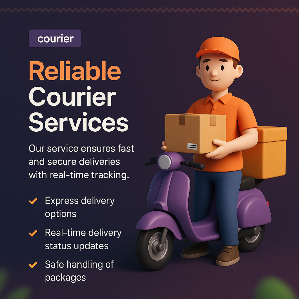 3D Courier Landing Page Design with Features