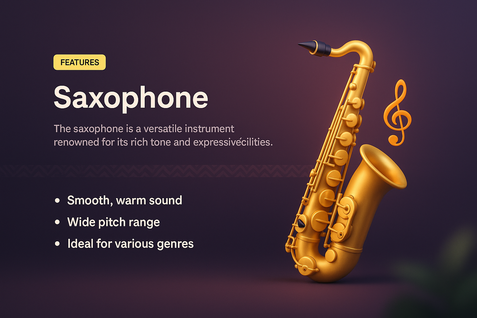 Saxophone Features Landing Page Design