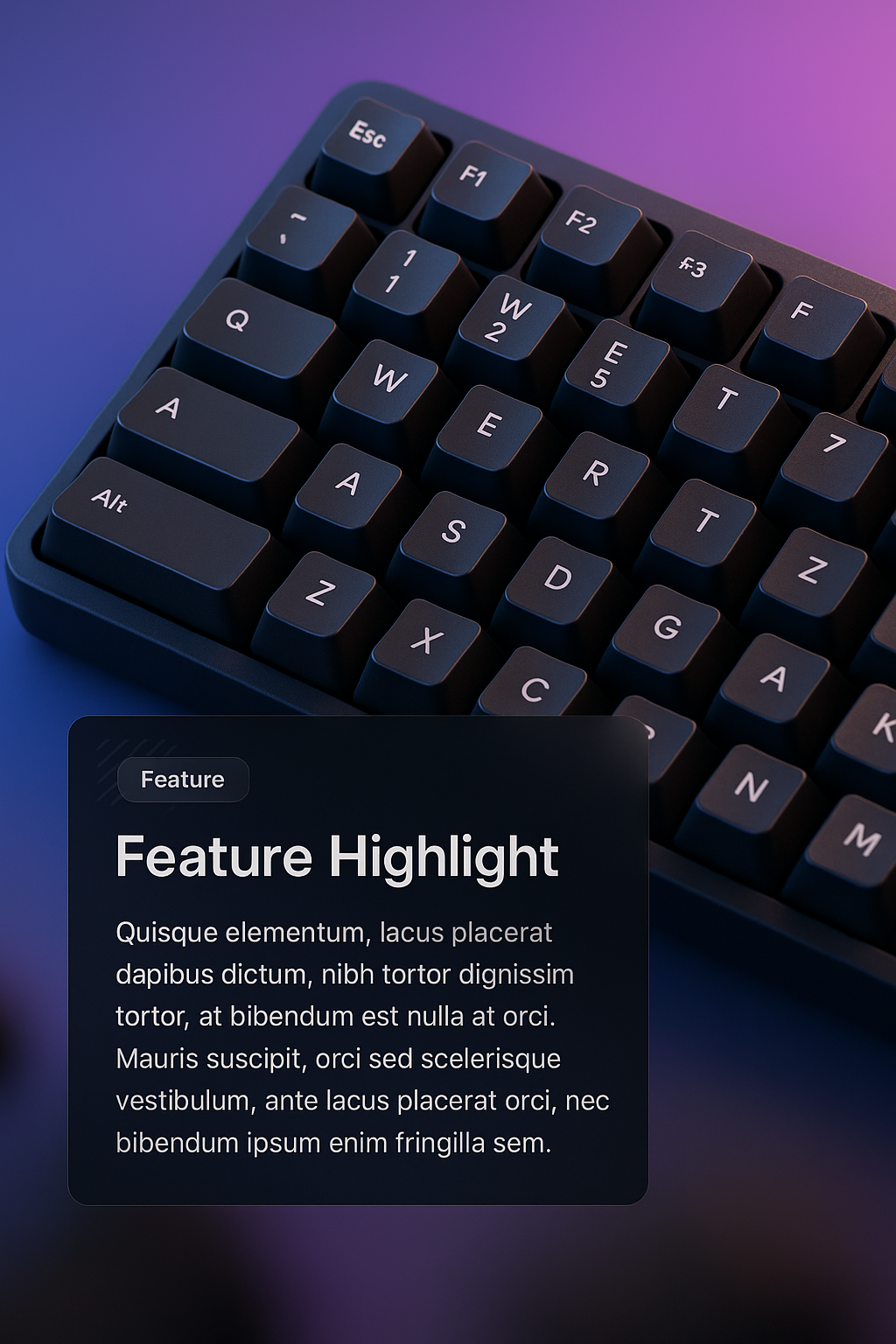 3D Keyboard Illustration with Feature Highlight
