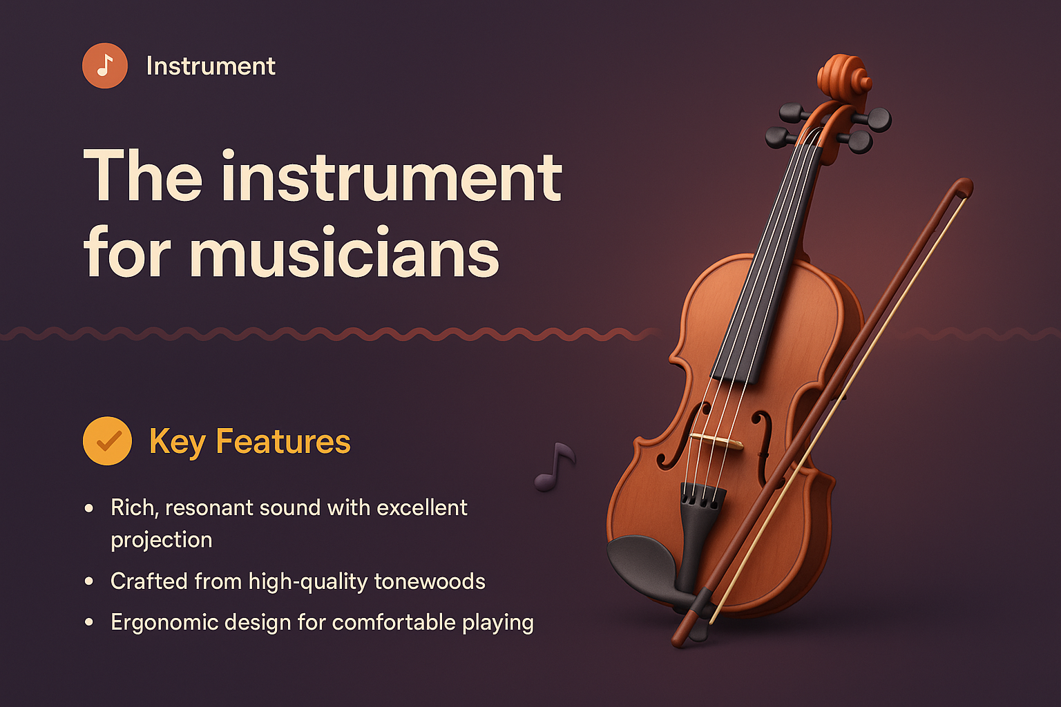 Stylish 3D Landing Page for Musical Instruments
