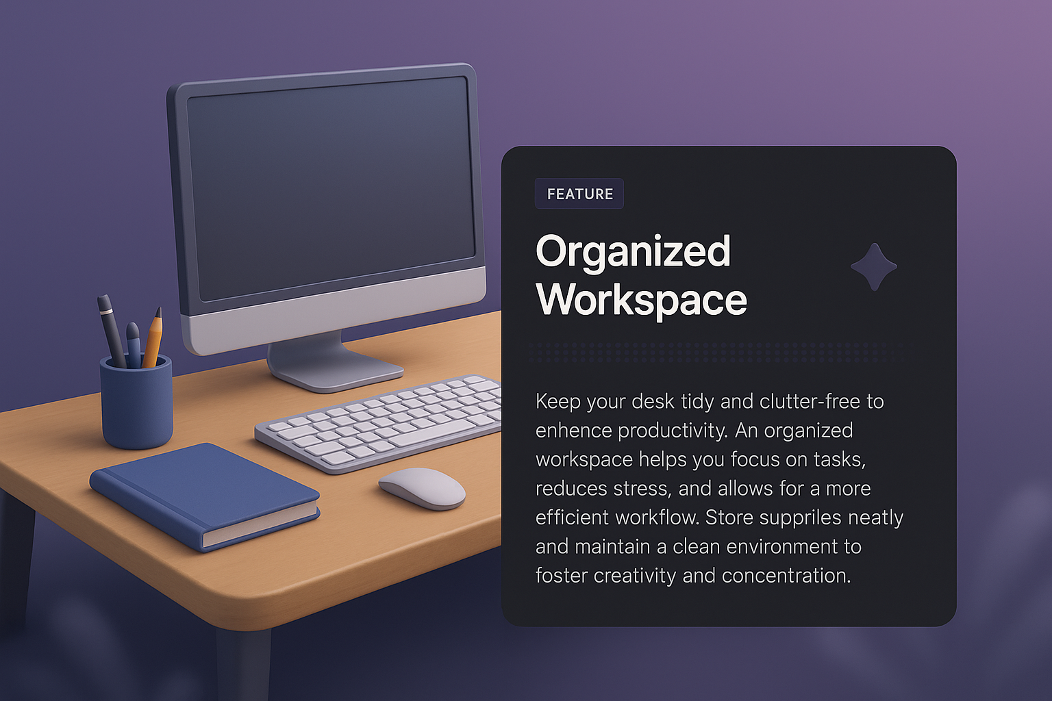 3D Illustration of a Modern Desk Workspace Design