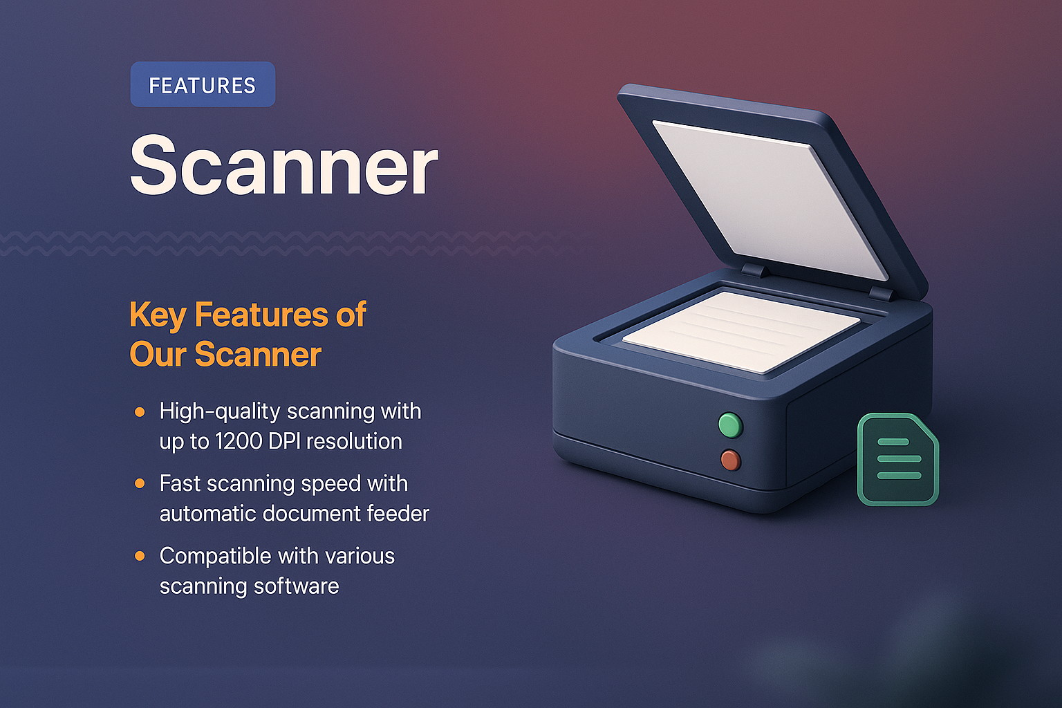 3D Scanner Landing Page Design with Key Features