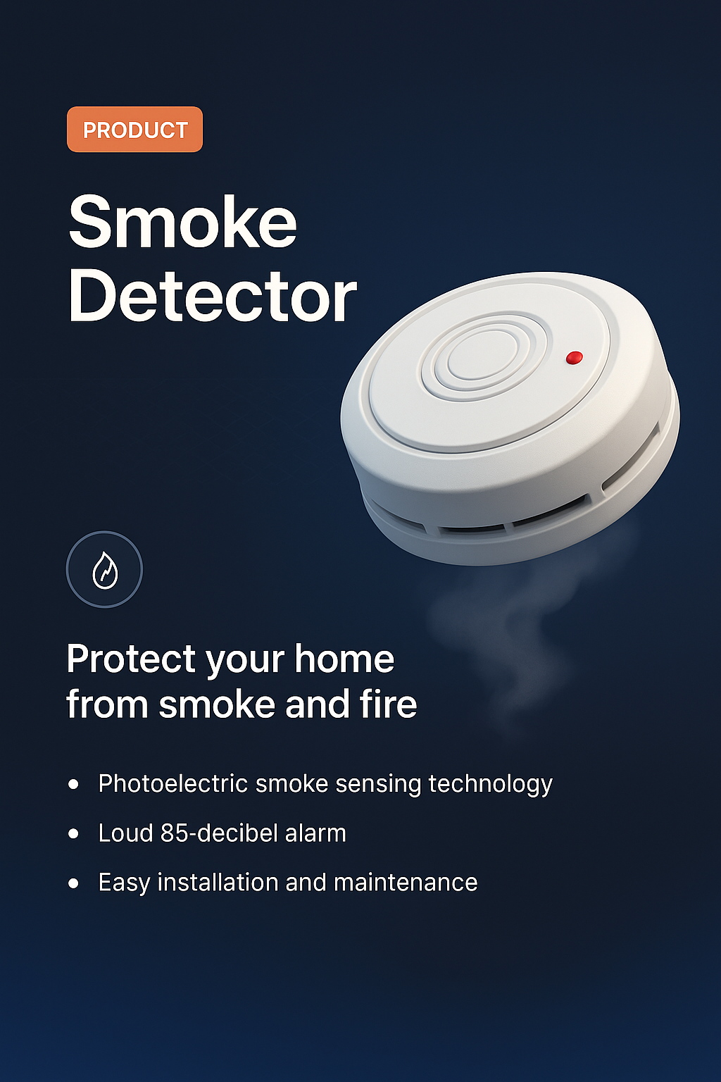 3D Smoke Detector with Safety Features and Installation Guide