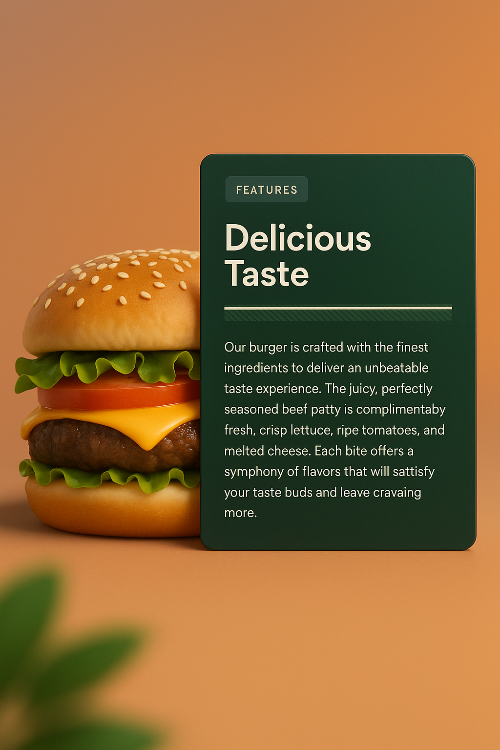 3D Burger Illustration with Feature Block