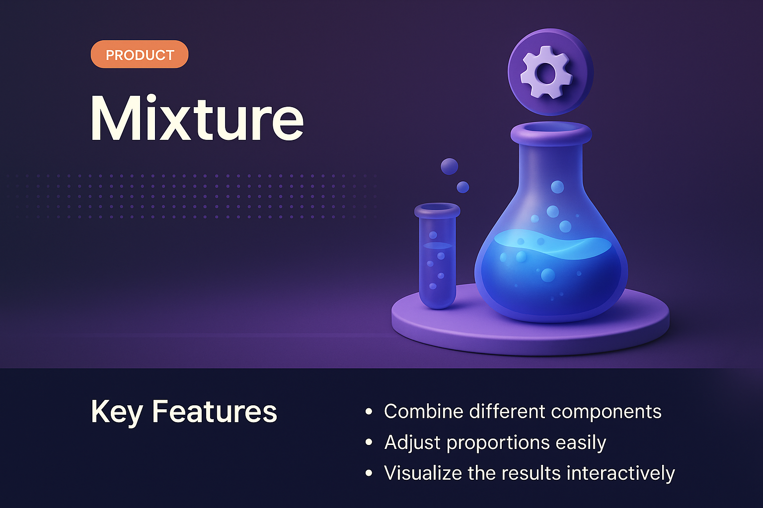 3D Landing Page Design for Mixture Product Features