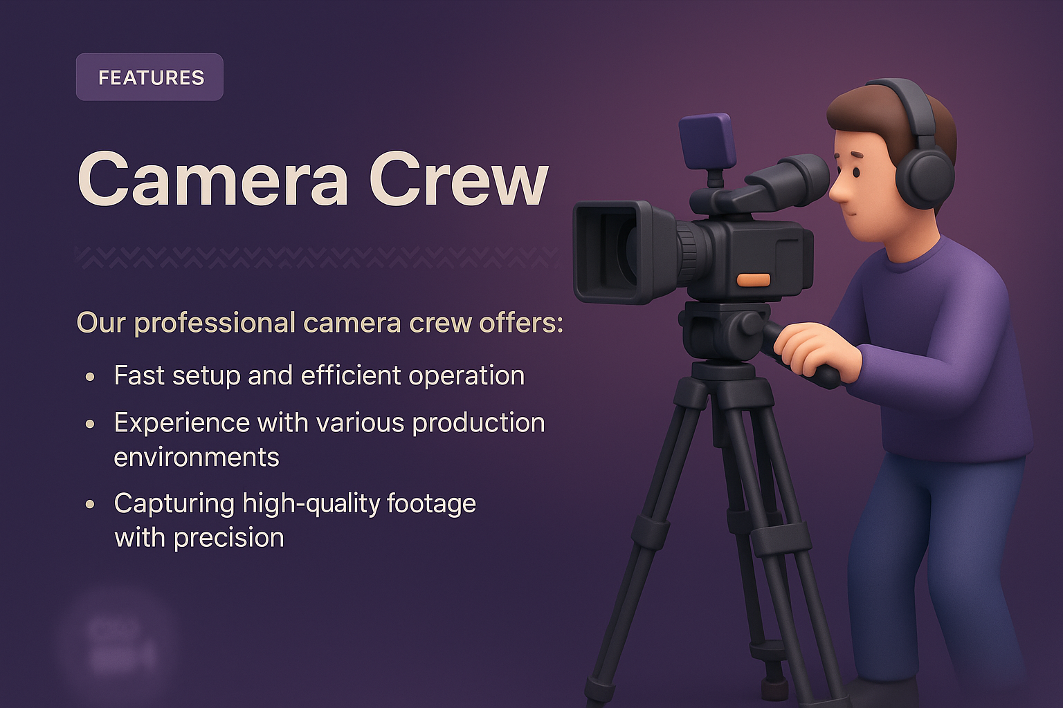 3D Illustration of a Professional Camera Crew in Action