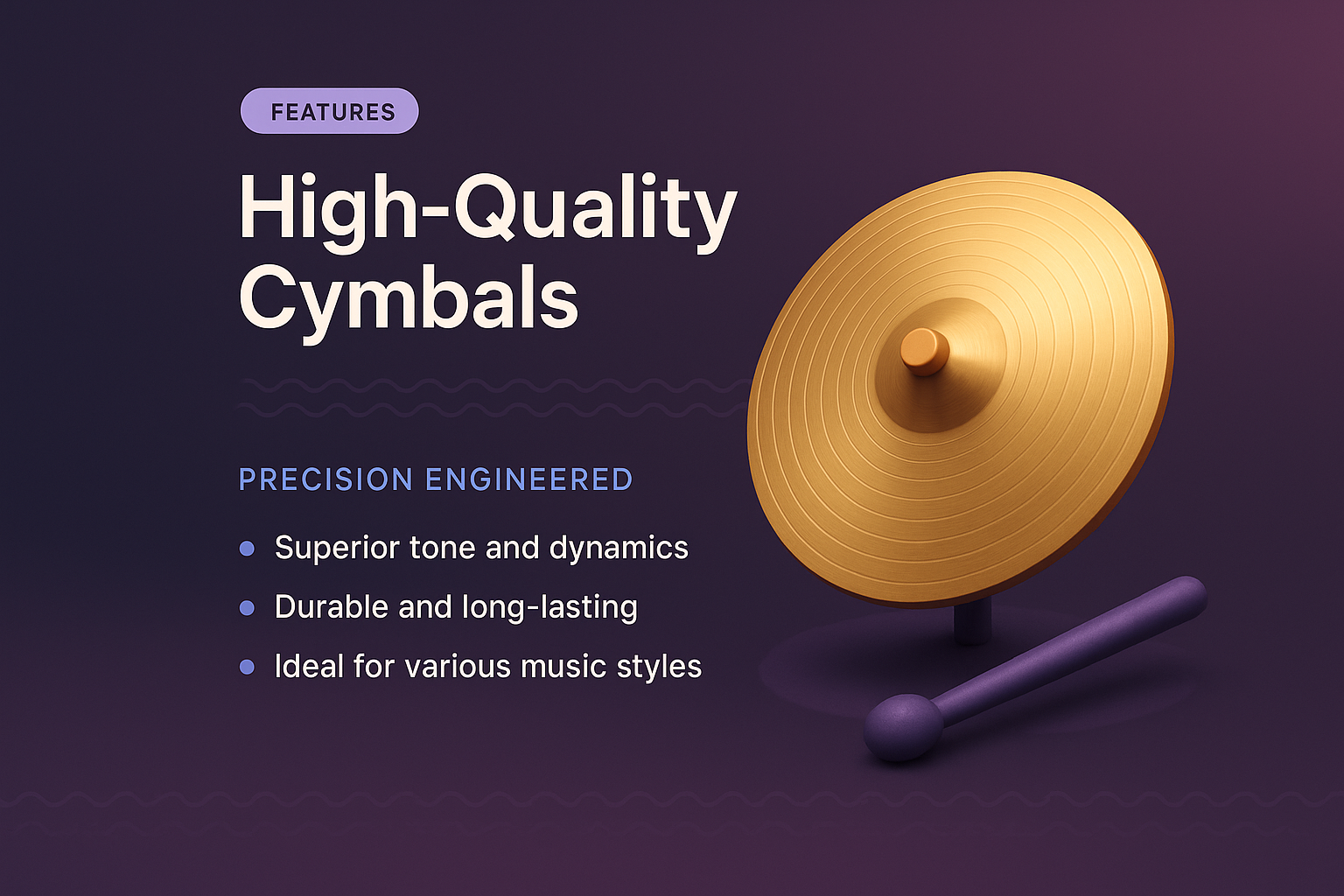 High-Quality 3D Cymbal Illustration for Landing Page