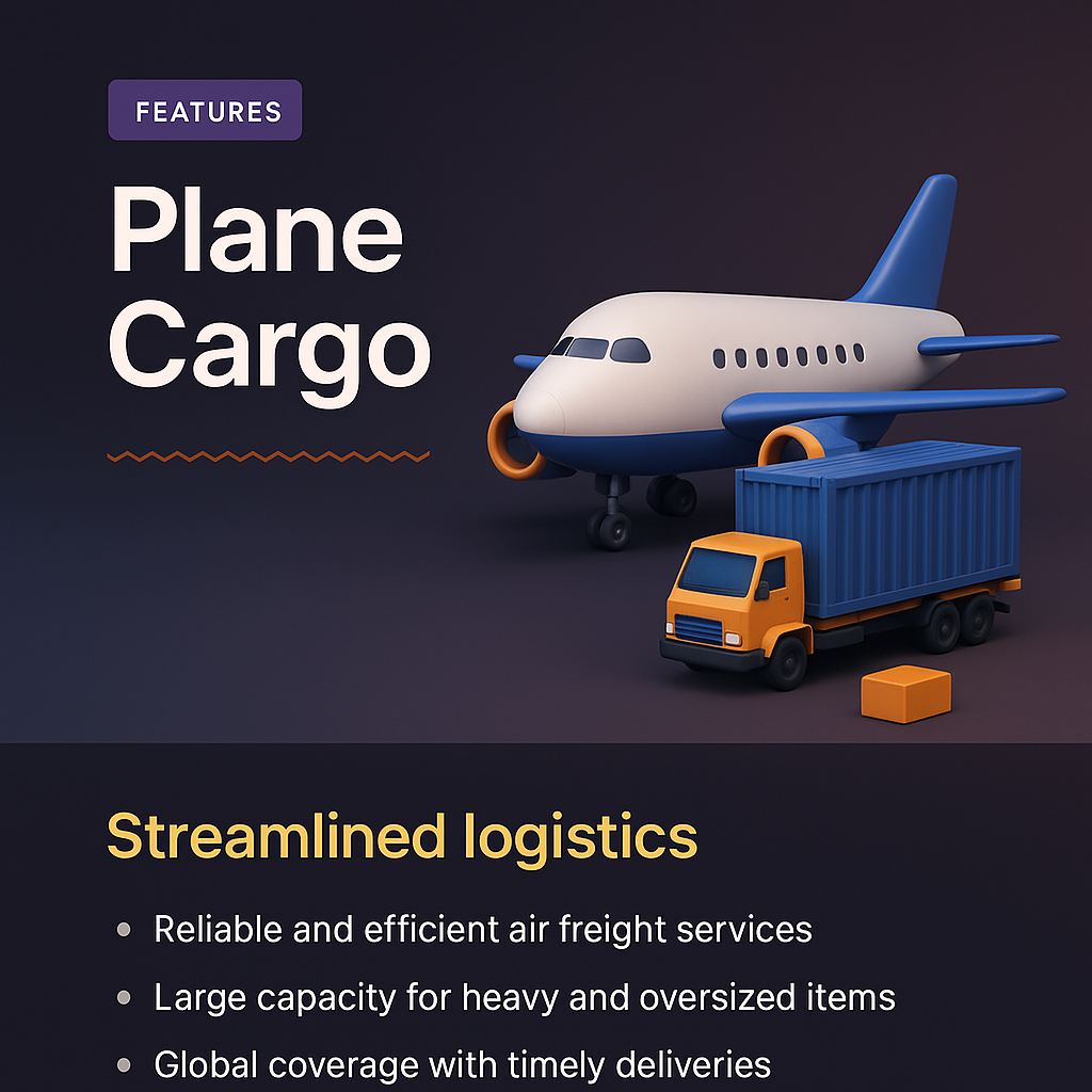 3D Illustration of Plane Cargo with Features Overview