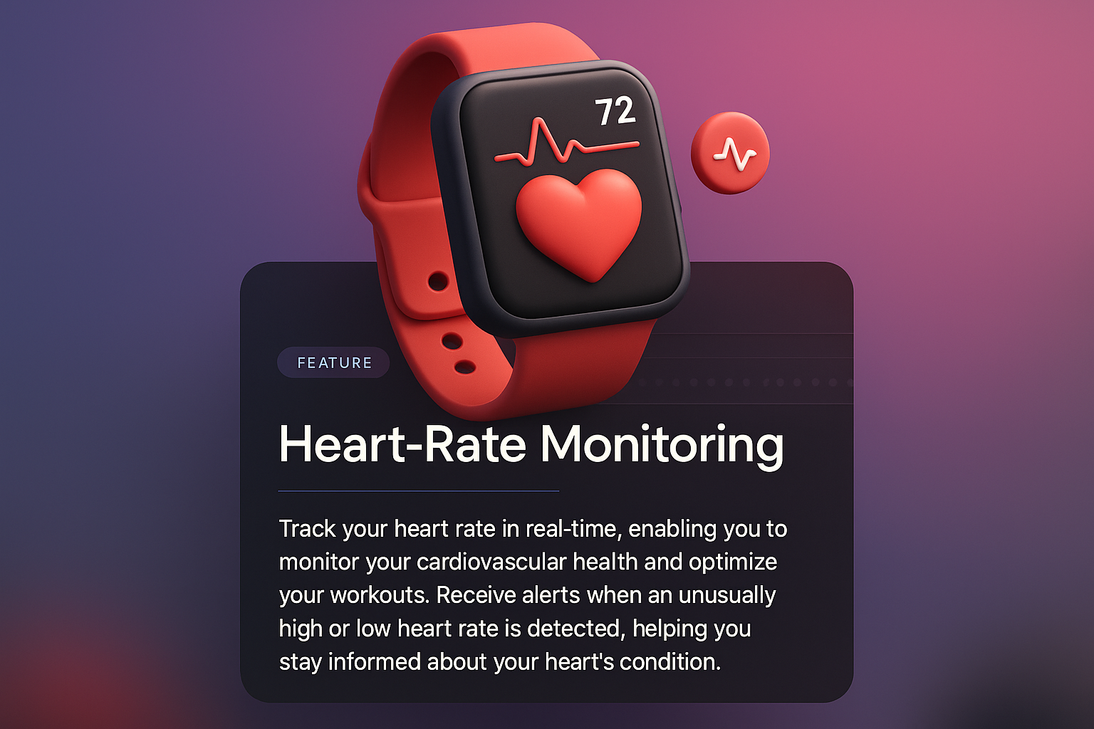 3D Heart Rate Monitoring Web Page Illustration
