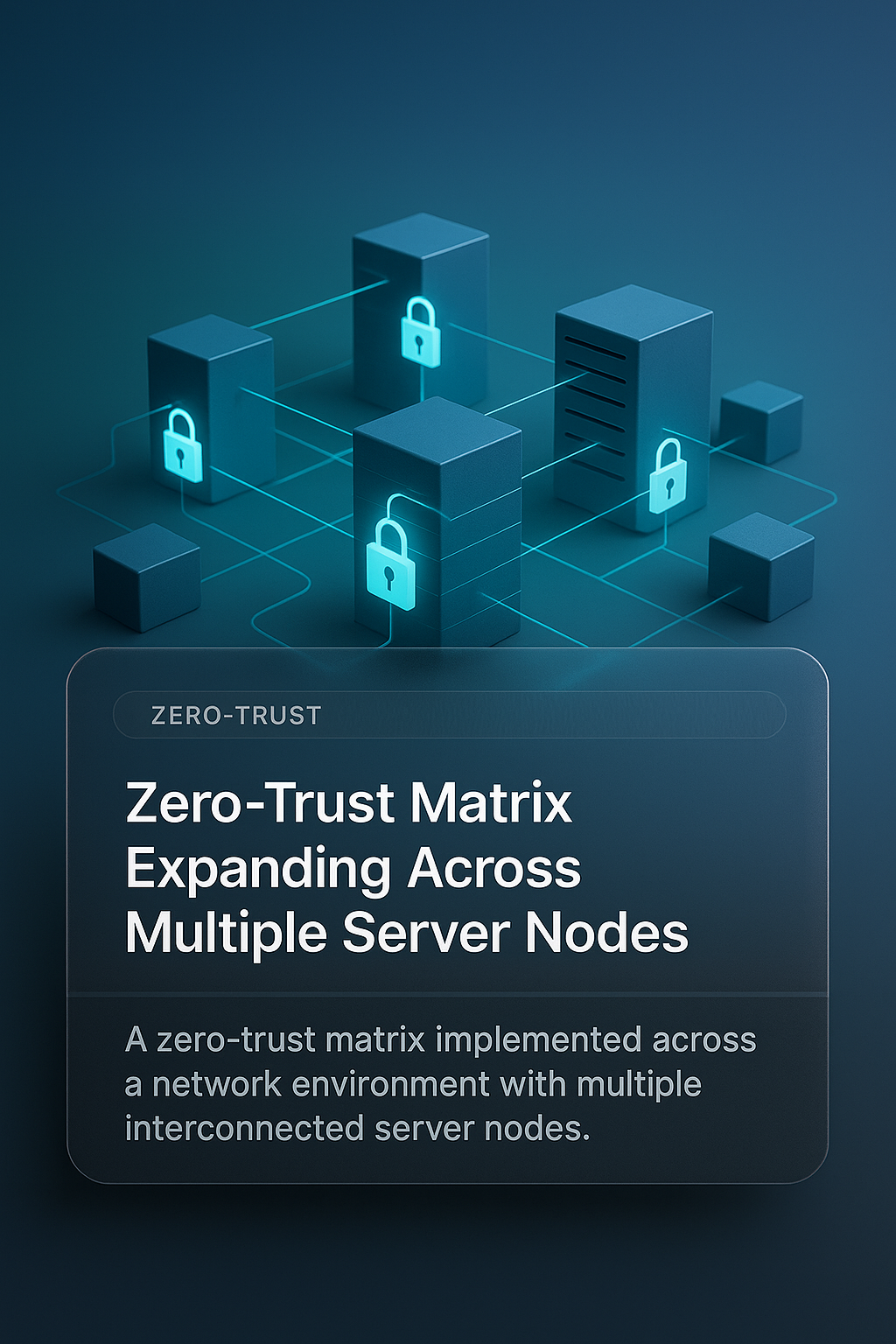 3D Zero-Trust Matrix Across Server Nodes Illustration