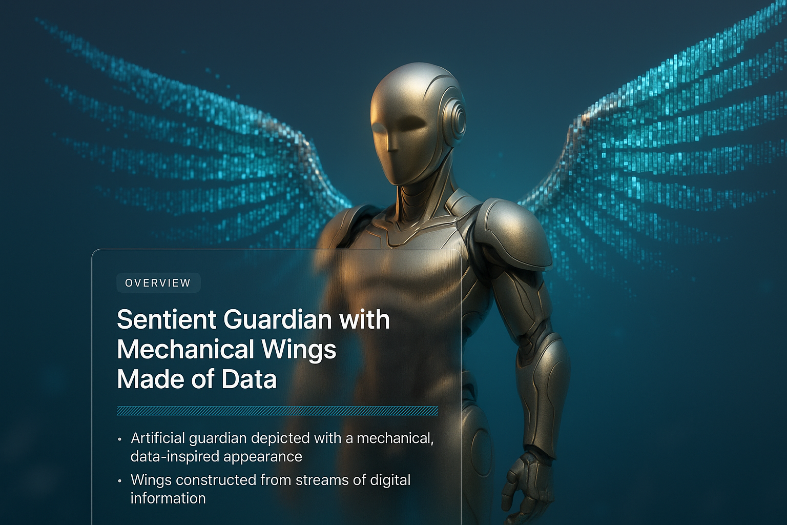 Sentient Guardian with Mechanical Wings: A Digital Illustration