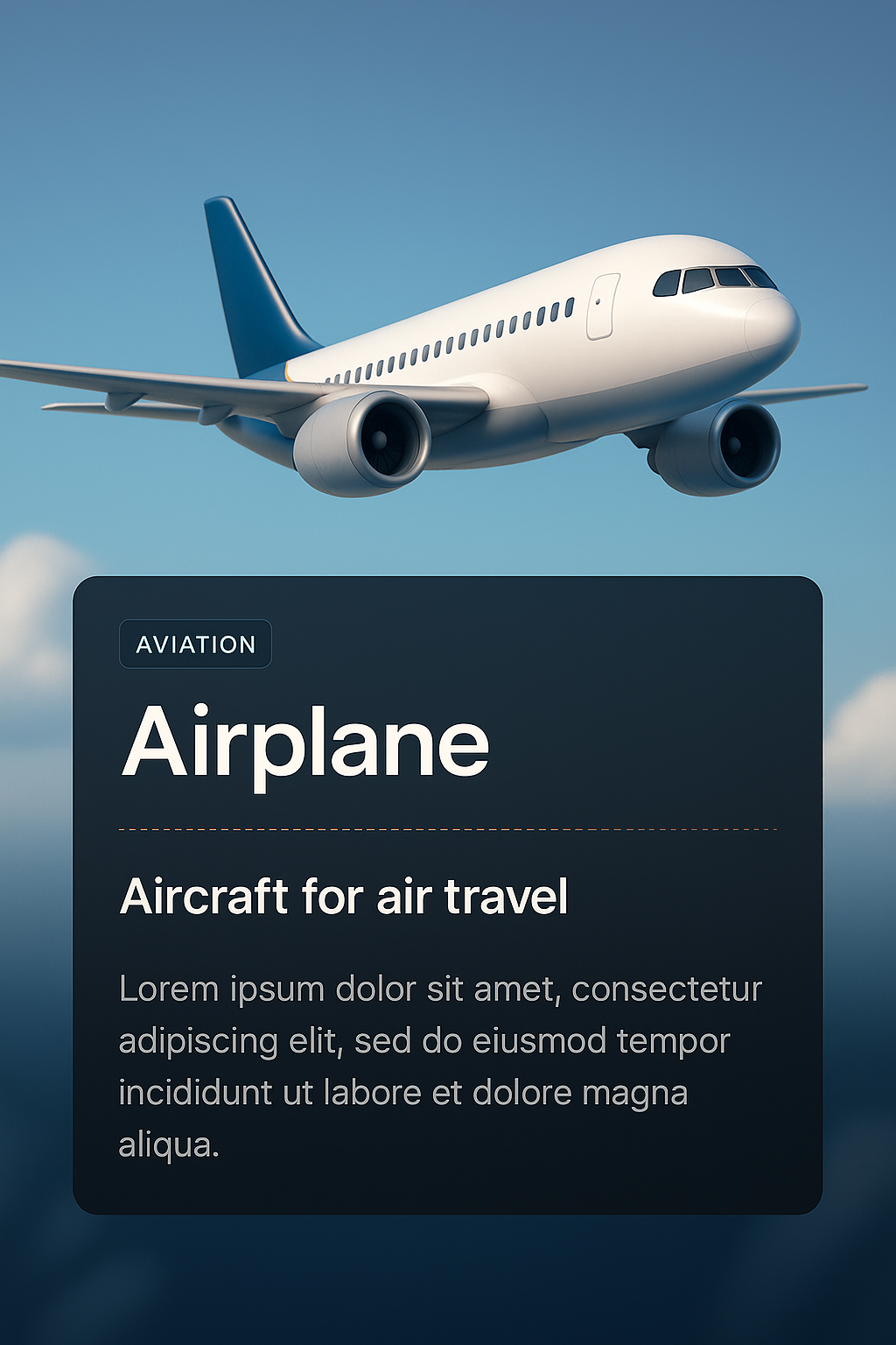 3D Illustration of Airplane with Integrated Design Elements
