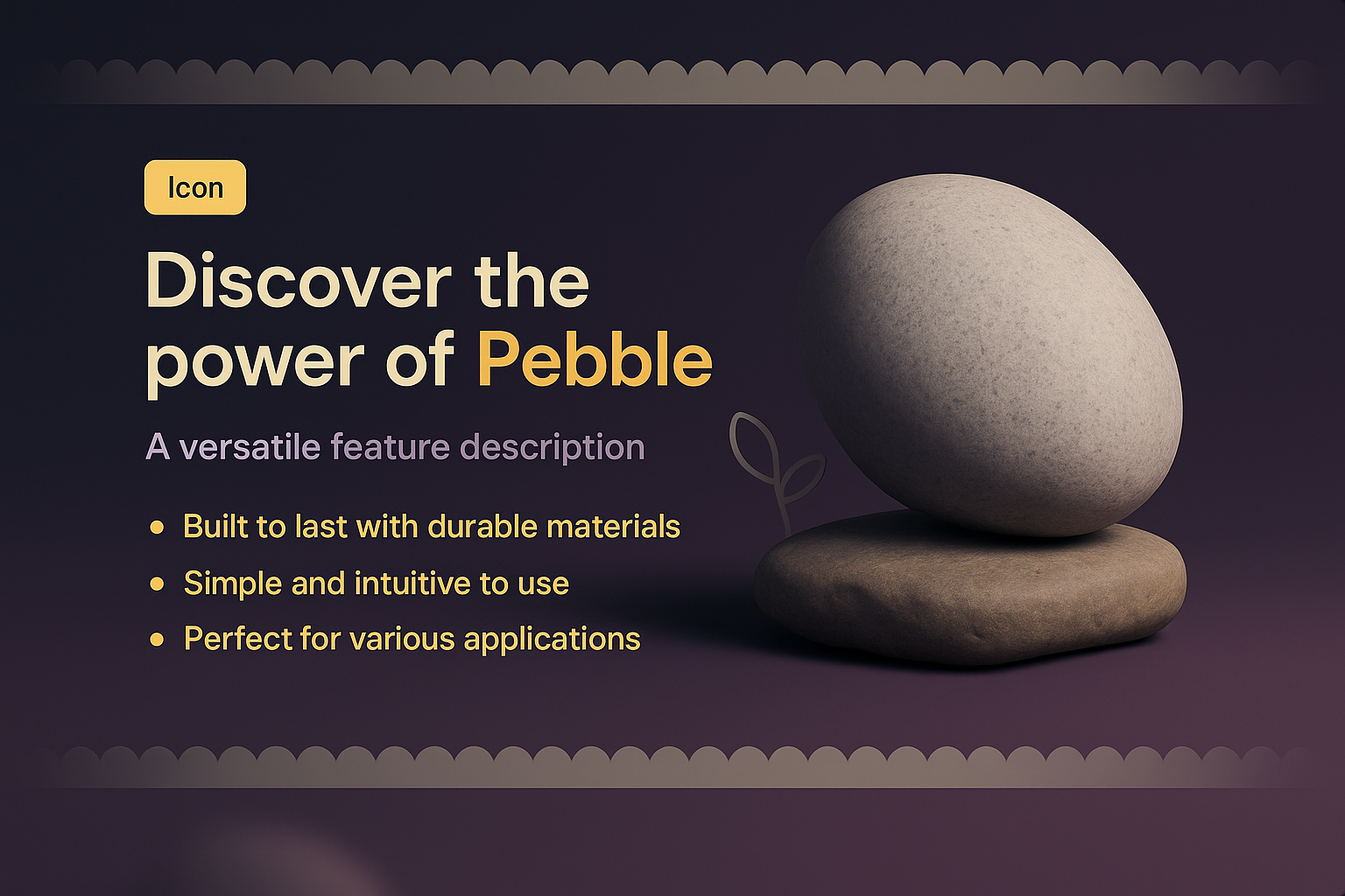 3D Illustration of a Pebble with Feature Highlights
