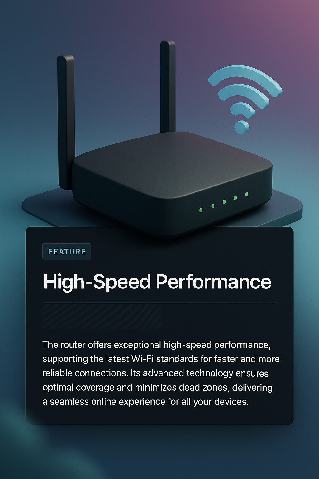 3D Router Illustration with High-Speed Performance Feature