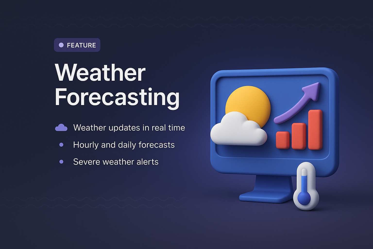3D Illustration of Weather Forecasting Features
