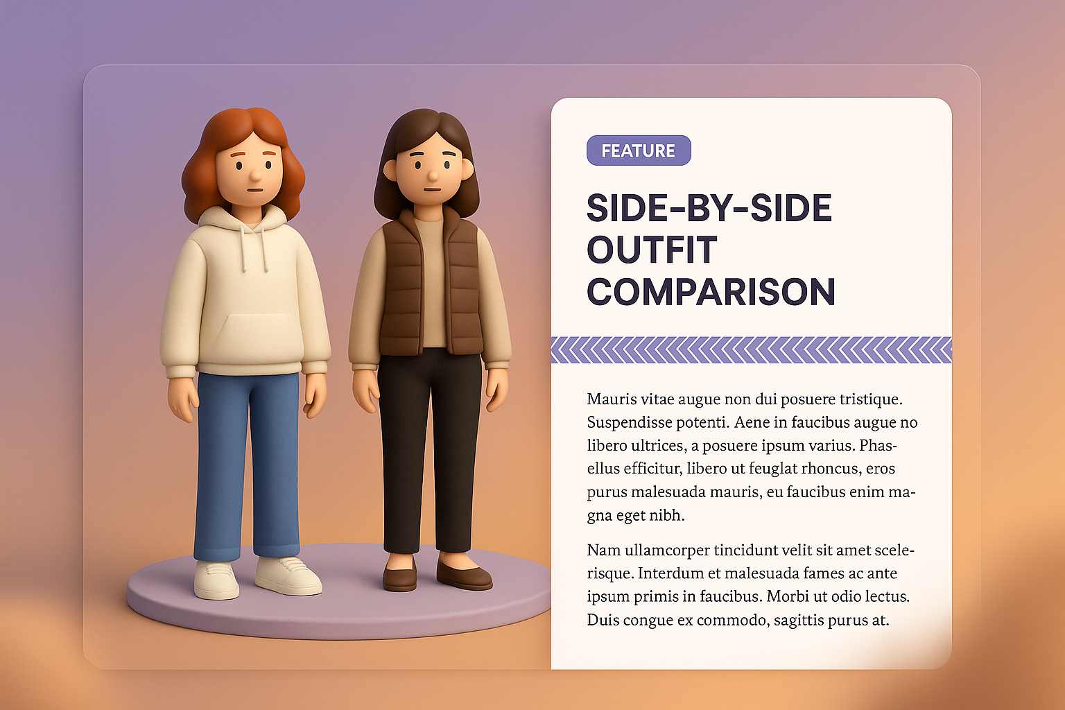 3D Side-by-Side Outfit Comparison Illustration