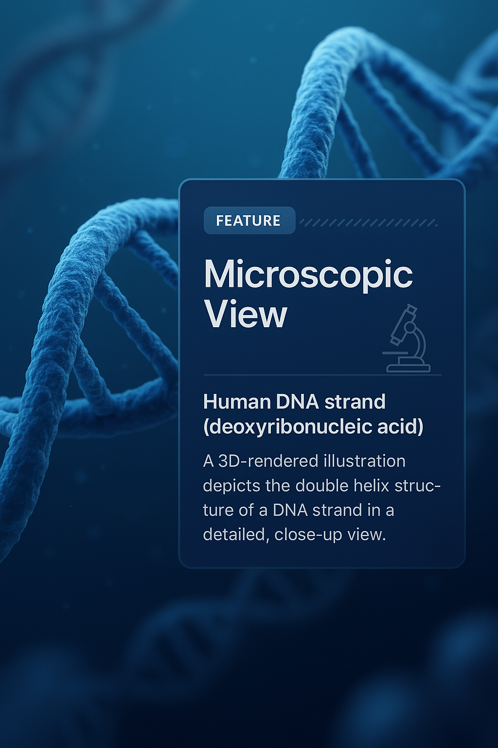 3D Illustration of Human DNA Strand in Microscopic View