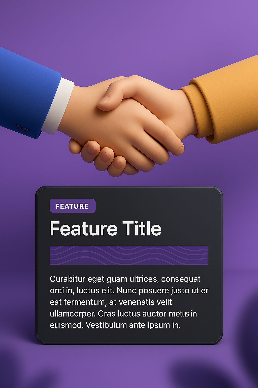 Professional Handshake with Integrated Feature Block Design