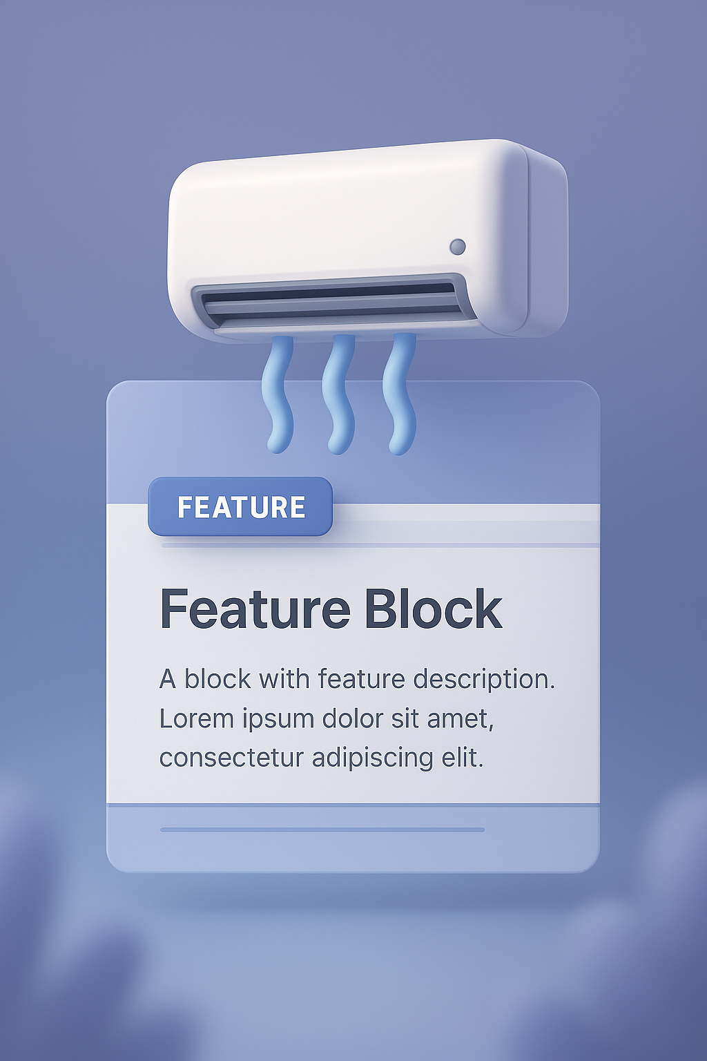 3D Air Conditioner with Feature Block Illustration