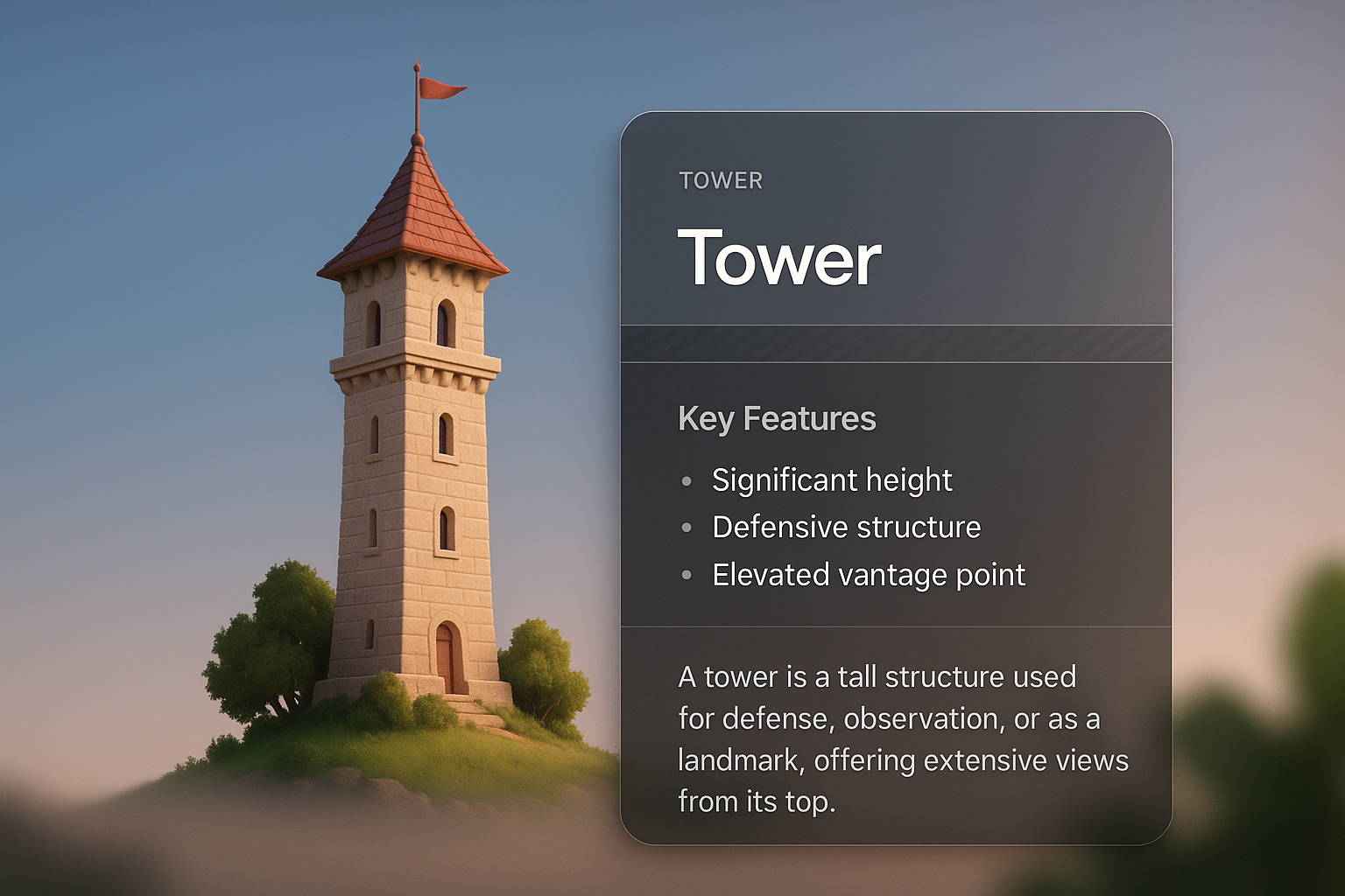 3D Tower Concept with Integrated Information Blocks