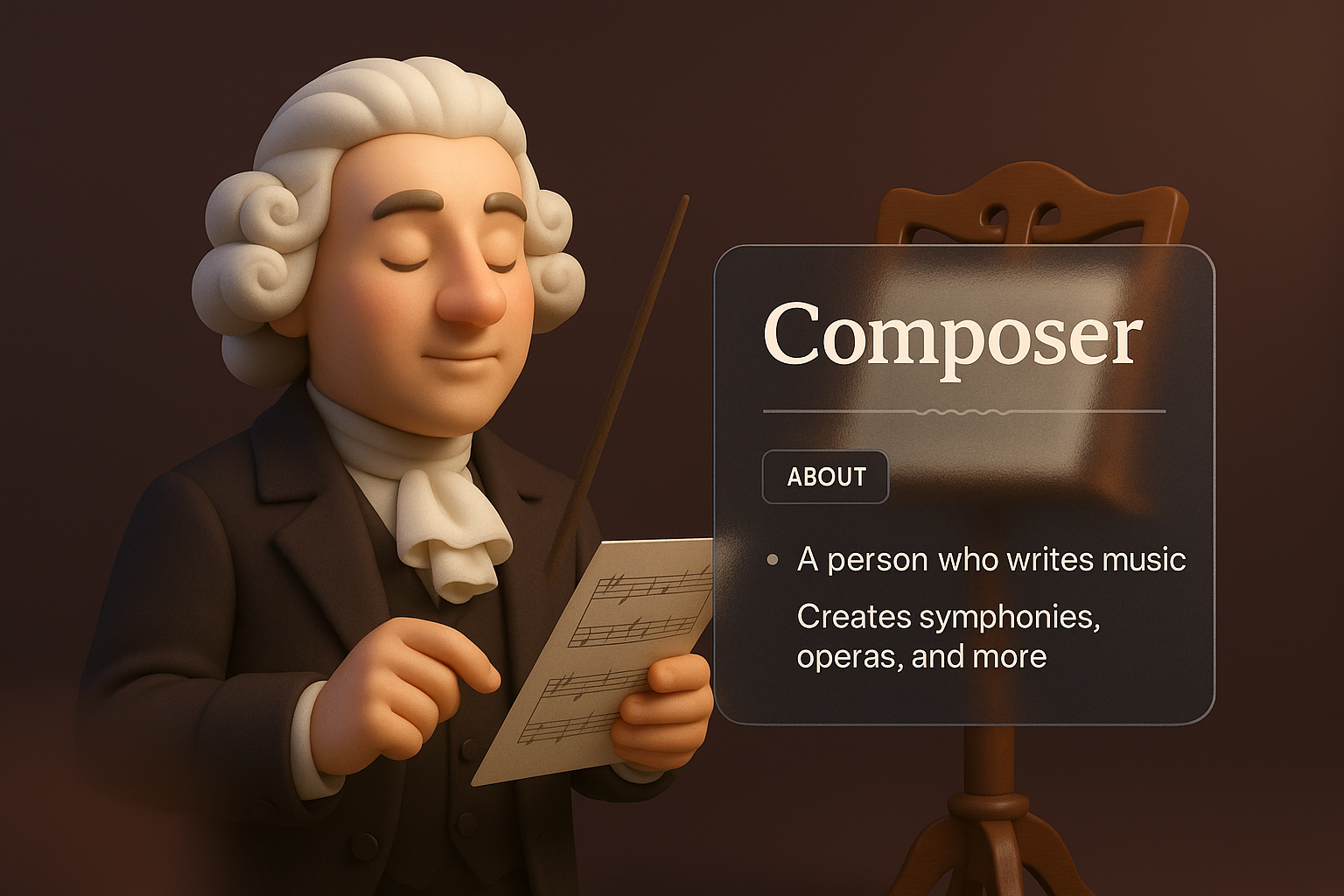 3D Illustration of a Composer with Integrated Design Elements