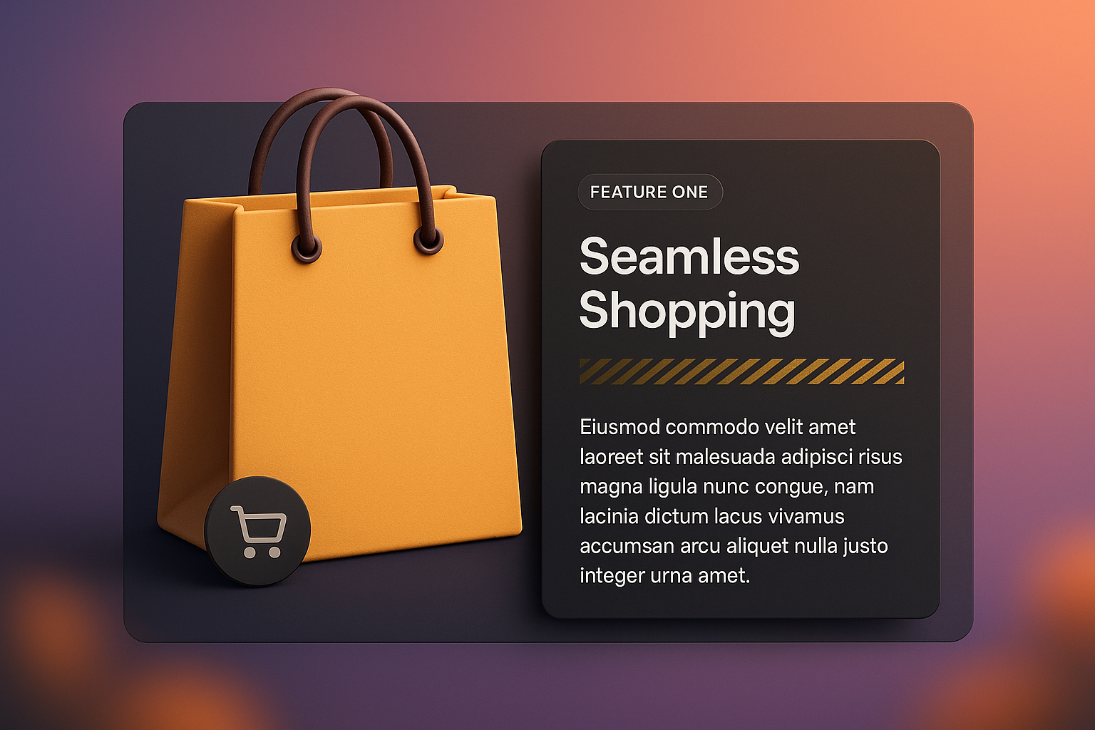 3D Shopping Bag Illustration with Feature Highlights