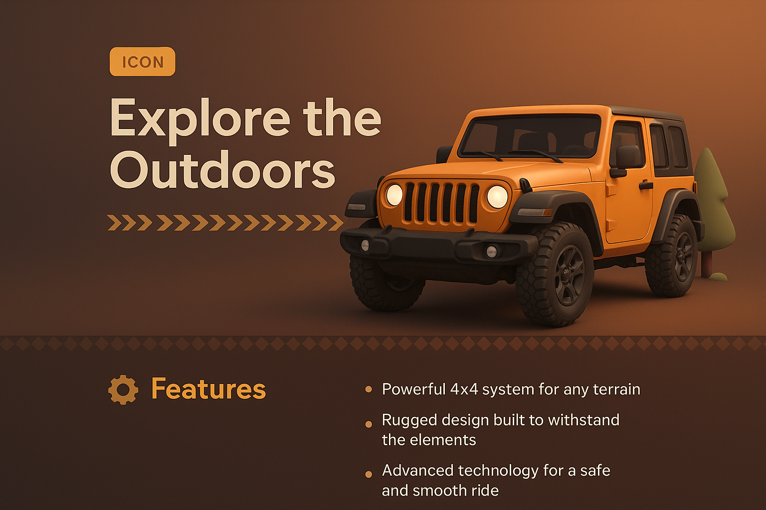 3D Jeep Illustration for Landing Page Design