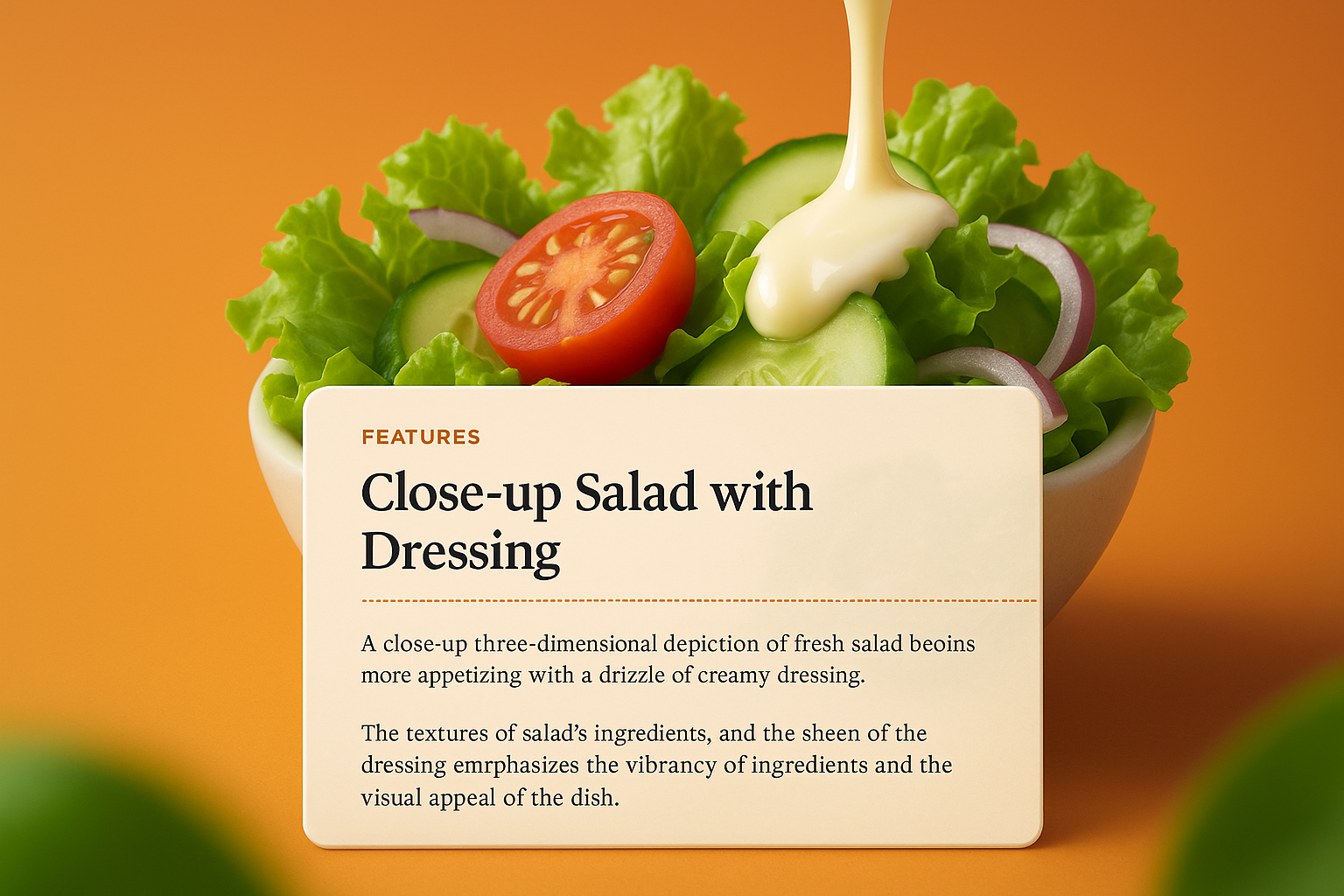 Vibrant Close-up Salad with Creamy Dressing