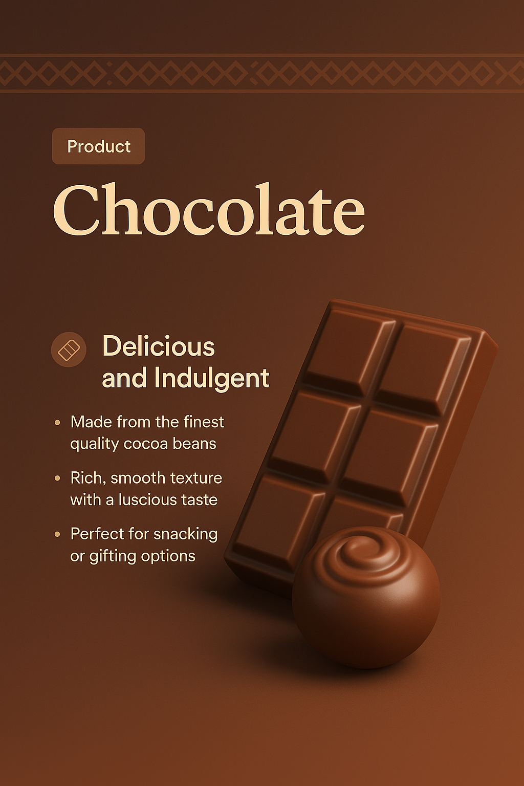 Elegant Chocolate Product Landing Page Design