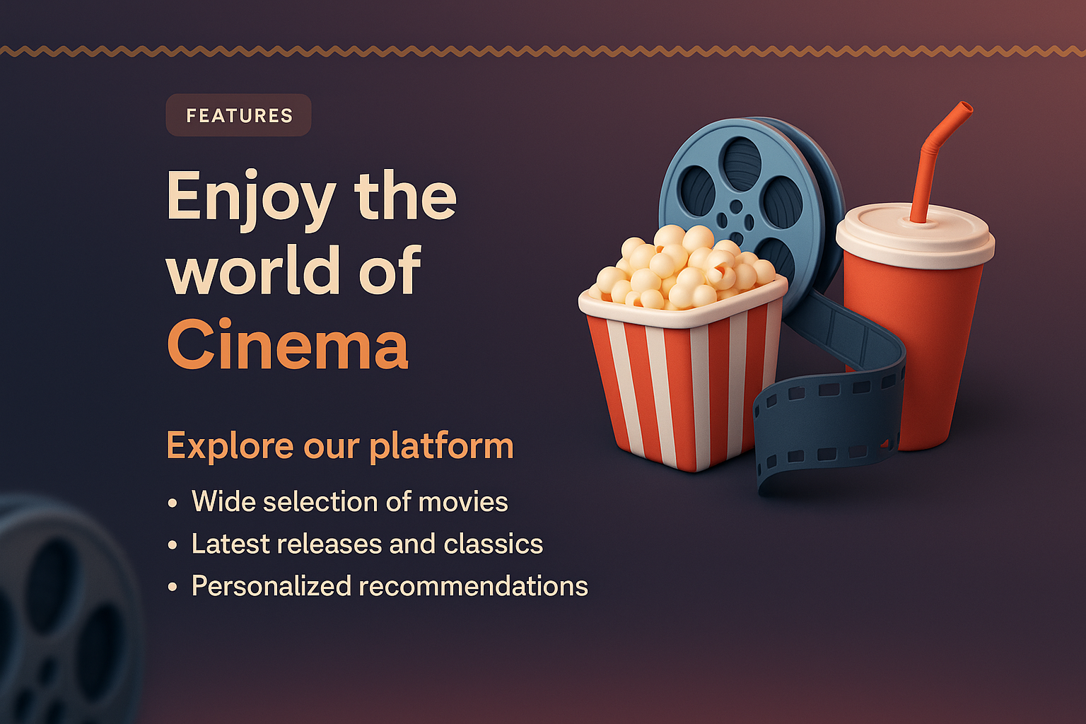 3D Cinematic Landscape Featuring Cinema Elements