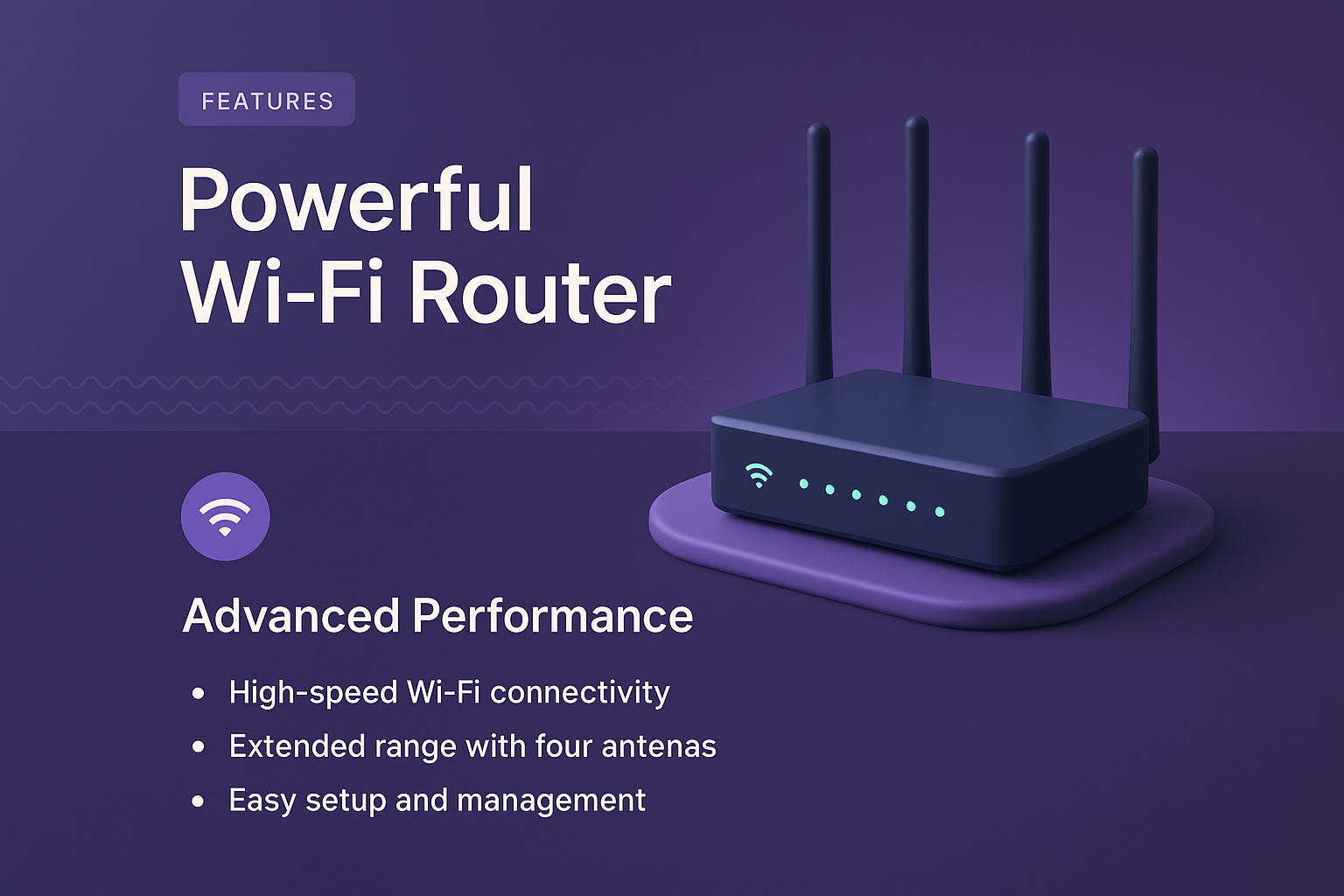 3D Illustration of a Powerful Wi-Fi Router with Features