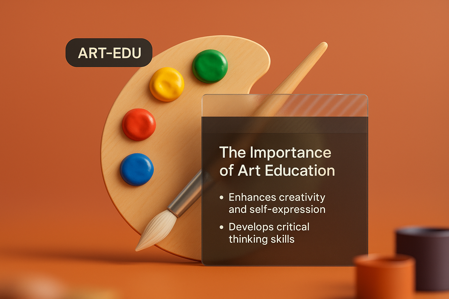 3D Art Education Design with Color Palette and Text Blocks