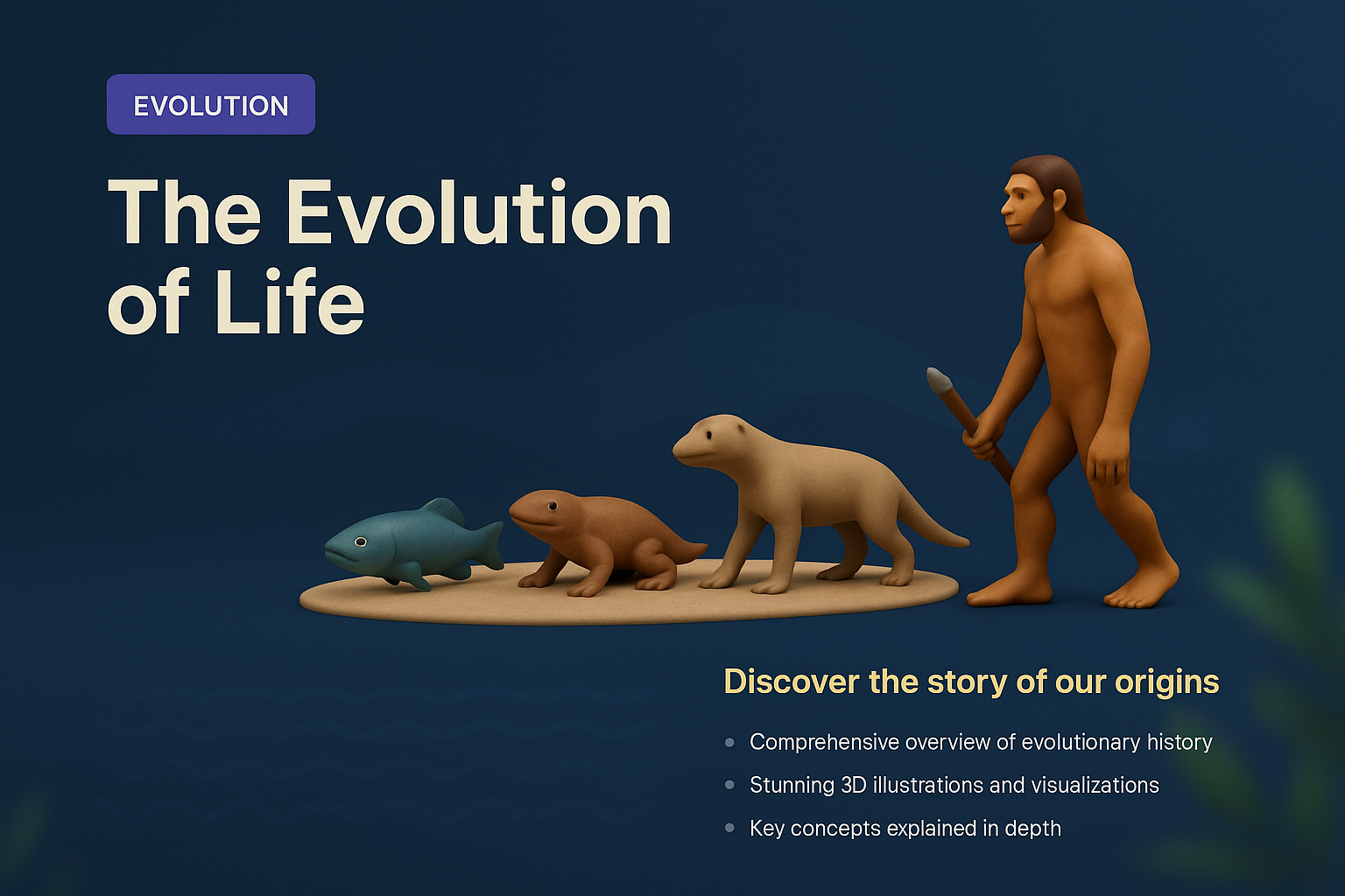 3D Illustration of Evolution - The Journey of Life