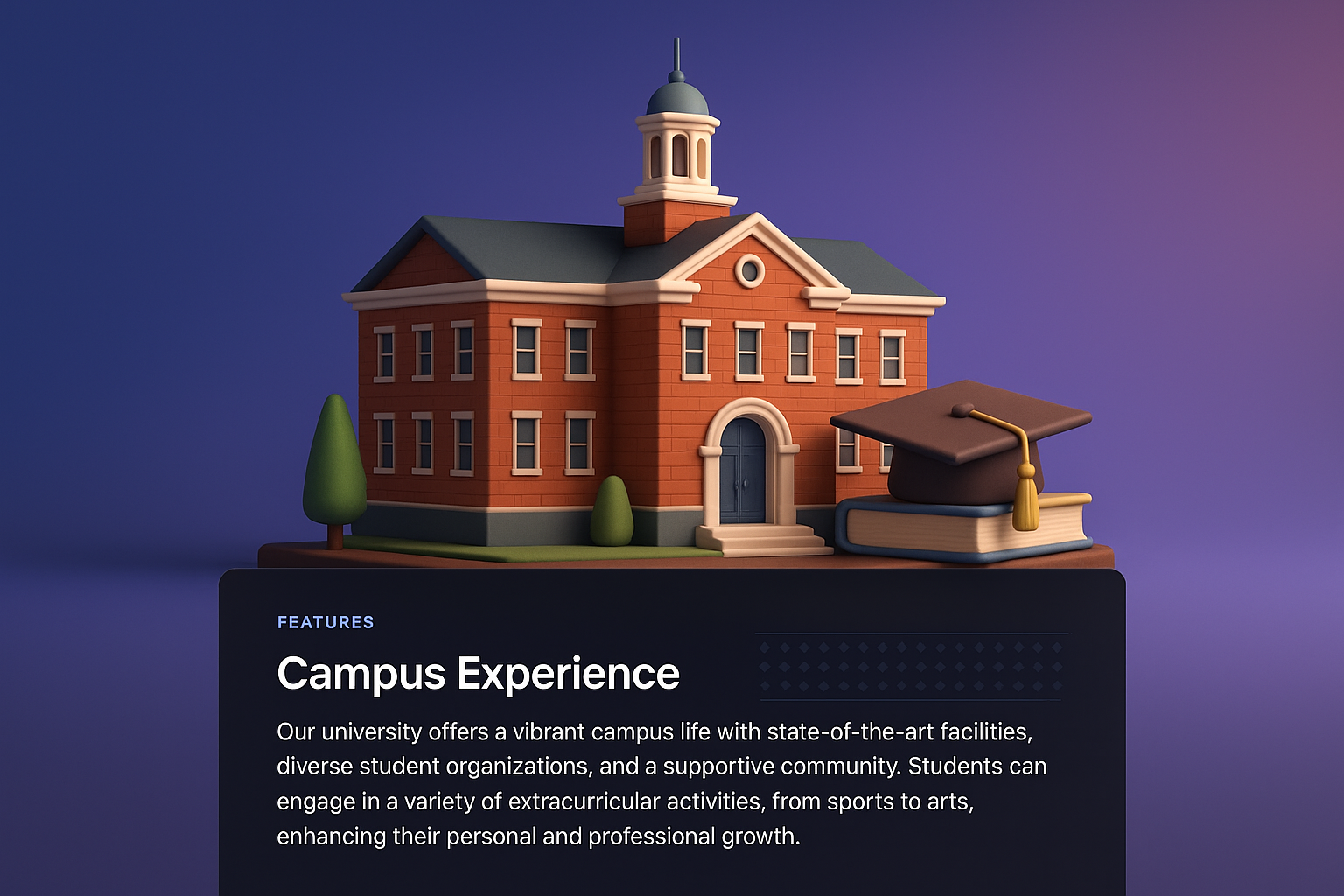 3D University Web Design Featuring Campus Experience