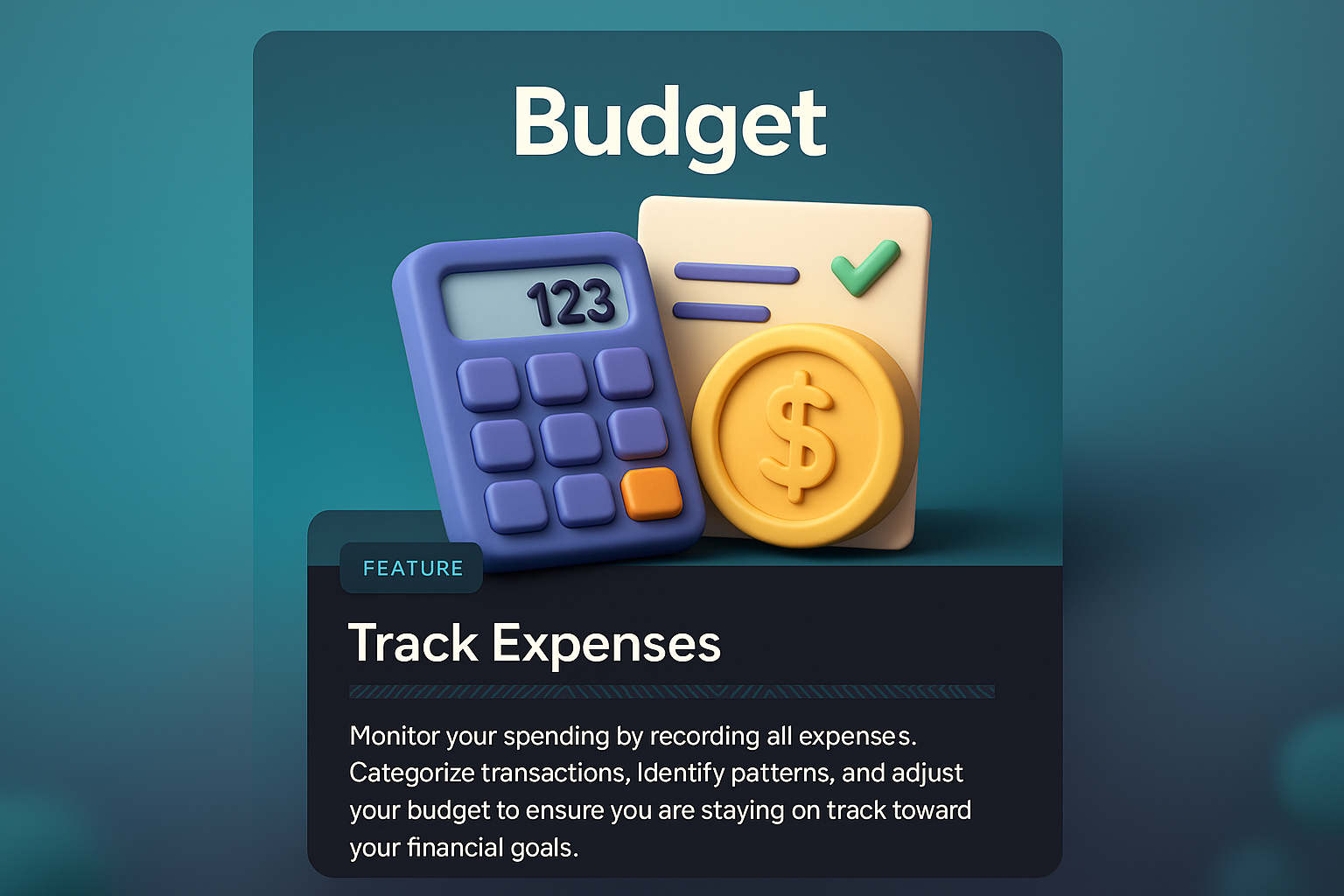 3D Budgeting Web Design Concept with Feature Blocks