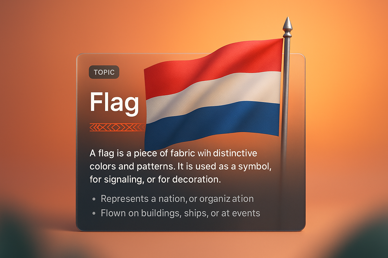 3D Illustration of a Flag with Informative Overlay