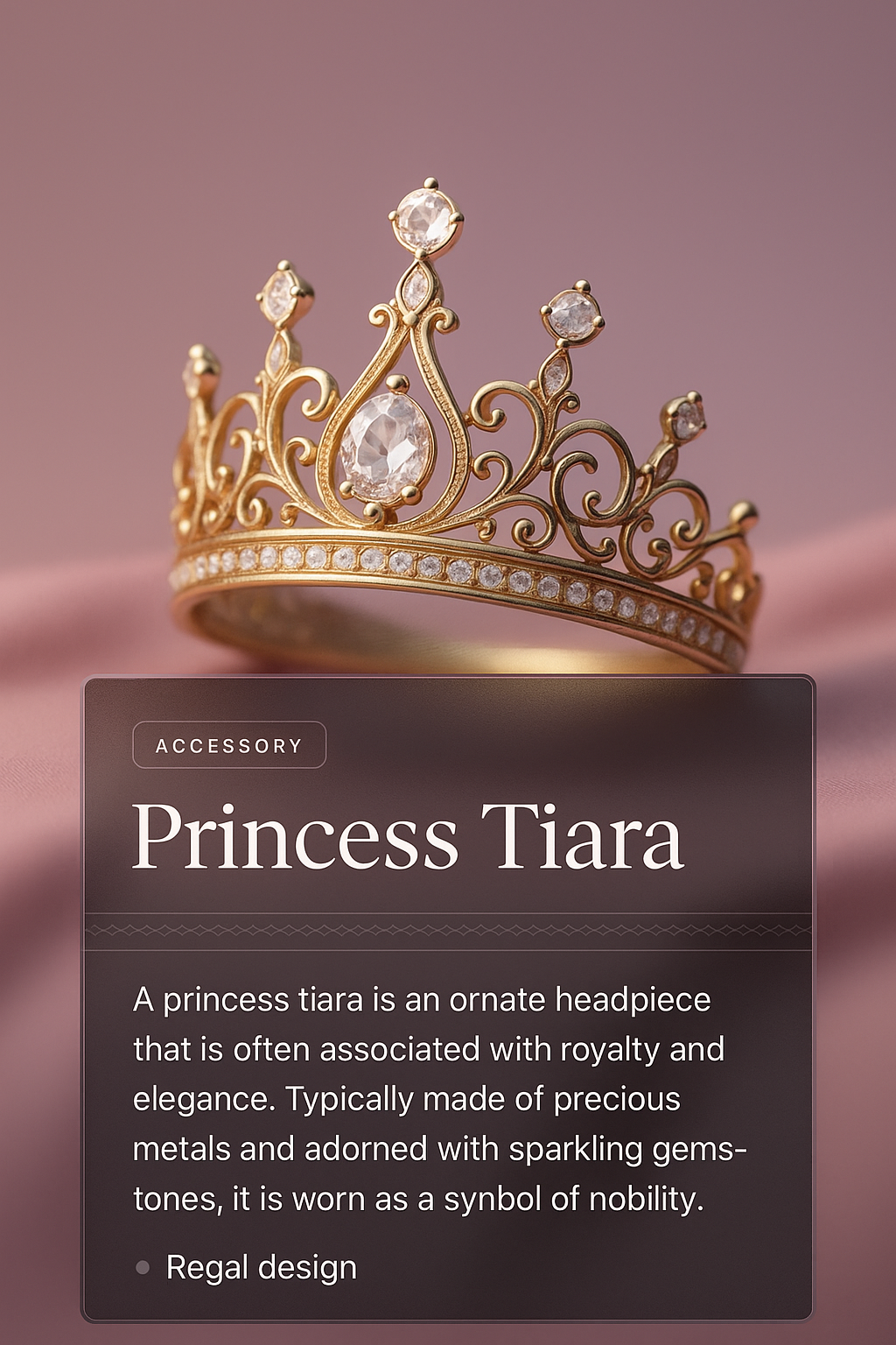 Elegant Princess Tiara with Regal Design and Sparkling Gems